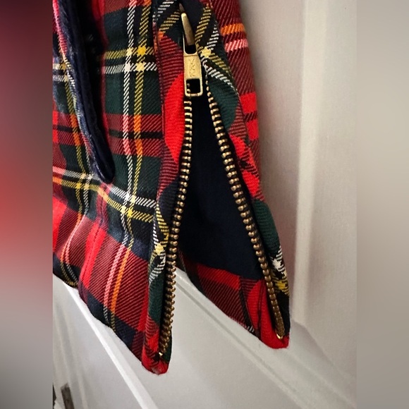 J. CREW Wool Blend Tartan Plaid Mountain Puffer Vest with Velvet Trim - Picture 3 of 9